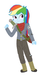 Size: 692x1153 | Tagged: safe, artist:artbrick, rainbow dash, equestria girls, g4, dragon ball, dragon ball super, female, future trunks, solo, sword, trunks (dragon ball), weapon