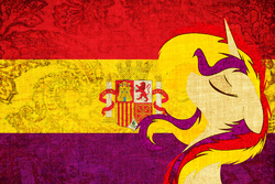 Size: 1500x1000 | Tagged: safe, sunset shimmer, pony, unicorn, g4, country, female, flag, solo, spain, spanish republic, wallpaper