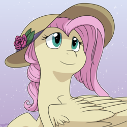 Size: 1000x1000 | Tagged: safe, artist:espeonna, fluttershy, g4, female, hat, solo