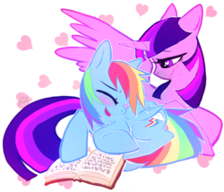 Size: 987x845 | Tagged: safe, artist:deep mystery, rainbow dash, twilight sparkle, alicorn, pony, g4, blushing, female, lesbian, ship:twidash, shipping, twilight sparkle (alicorn)