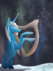 Size: 1536x2048 | Tagged: safe, artist:perle-de-suie, oc, oc only, alicorn, pony, harp, musical instrument, solo