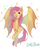 Size: 4440x5485 | Tagged: safe, artist:omidino123, fluttershy, bat pony, pony, g4, absurd resolution, apple, fangs, female, flutterbat, flying, food, race swap, solo, tongue out