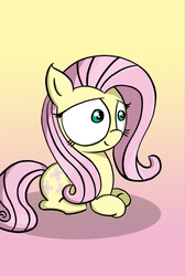 Size: 1656x2460 | Tagged: safe, artist:malphee, fluttershy, g4, female, gradient background, prone, solo