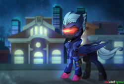 Size: 2100x1417 | Tagged: safe, artist:redchetgreen, pony, overwatch, ponified, signature, soldier 76, solo