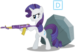 Size: 5180x3575 | Tagged: safe, artist:mtriton, rarity, tom, pony, unicorn, g4, the return of harmony, an-94, bipedal, female, gun, rifle, simple background, solo, transparent background, vector, weapon