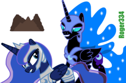 Size: 1628x1072 | Tagged: safe, artist:roger334, nightmare moon, princess luna, alicorn, pony, fanfic:dark rose, g4, armor, fanfic, inkscape, simple background, transparent background, vector