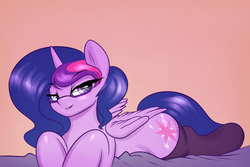 Size: 1440x960 | Tagged: safe, artist:elzzombie, twilight sparkle, alicorn, pony, g4, alternate hairstyle, clothes, female, glasses, socks, solo, twilight sparkle (alicorn)