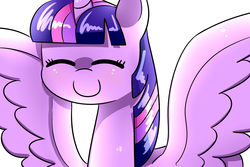 Size: 6000x4000 | Tagged: safe, artist:flutteringpie, twilight sparkle, alicorn, pony, g4, absurd resolution, eyes closed, female, smiling, solo, spread wings, twilight sparkle (alicorn)