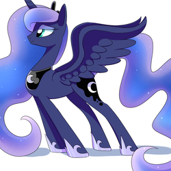 Size: 800x800 | Tagged: safe, artist:flutteringpie, princess luna, alicorn, pony, g4, female, mare, solo, spread wings