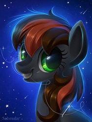 Size: 768x1024 | Tagged: safe, artist:scheadar, oc, oc only, oc:acid etching, pony, bust, shooting star, solo, stars