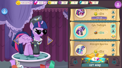 Size: 1280x720 | Tagged: safe, gameloft, commander easy glider, twilight sparkle, alicorn, pony, g4, power ponies (episode), ancient wonderbolts uniform, clothes, dress, masked matter-horn costume, power ponies, princess dress, twilight sparkle (alicorn)