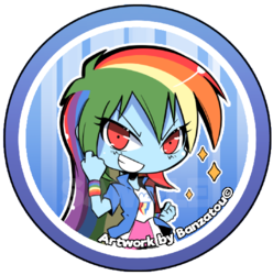 Size: 496x500 | Tagged: safe, artist:banzatou, rainbow dash, equestria girls, g4, button, chibi, female, solo