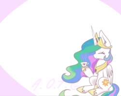 Size: 1024x813 | Tagged: safe, artist:artistofthegeeks, princess celestia, g4, cute, eyes closed, female, food, sitting, solo, tea, teacup