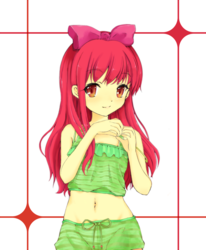 Size: 1000x1214 | Tagged: safe, artist:d-tomoyo, edit, apple bloom, equestria girls, g4, adorabloom, belly button, blushing, clothes, cute, eqg recolor, female, midriff, recolor, solo, tank top