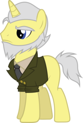 Size: 2122x3151 | Tagged: safe, artist:duskthebatpack, oc, oc only, oc:golden decree, pony, unicorn, beard, clothes, dad, eyebrows, facial hair, high res, male, necktie, simple background, solo, stallion, suit, transparent background, vector
