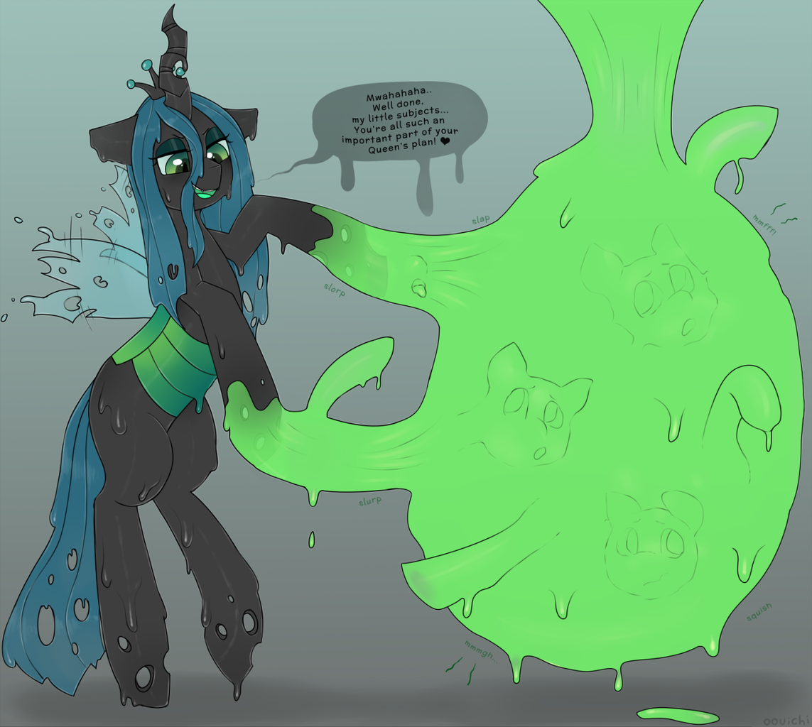 ...artist:oouichi, queen chrysalis, goo, goo pony, original species, g4, bi...