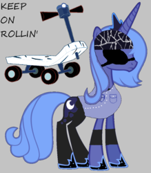 Size: 837x955 | Tagged: safe, artist:skulluigi, princess luna, pony, g4, 1000 hours in ms paint, bandana, crossover, female, limp bizkit, ms paint, parody, rollin, s1 luna, scooter, solo, sunglasses, the undertaker, wrestling, wwe