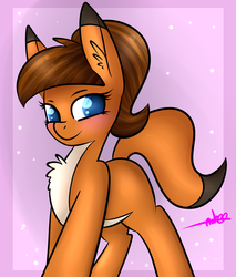 Size: 1280x1500 | Tagged: safe, artist:ashee, oc, oc only, oc:sunnyside, earth pony, fox, fox pony, hybrid, original species, pony, female, solo