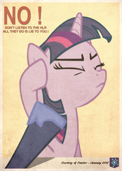 Size: 2580x3608 | Tagged: dead source, safe, artist:fraztov, princess luna, twilight sparkle, pony, g4, new lunar republic, propaganda, propaganda poster, solar empire