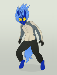 Size: 3200x4185 | Tagged: safe, artist:somescrub, oc, oc only, oc:joule sparks, anthro, unguligrade anthro, clothes, glasses, jacket, pants, swirly glasses