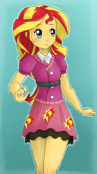 Size: 500x900 | Tagged: safe, artist:lourita-shine, sunset shimmer, equestria girls, g4, clothes, cute, dress, female, smiling, solo