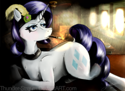 Size: 3510x2550 | Tagged: safe, artist:thunder-stream, rarity, g4, cigarette, cigarette holder, female, high res, smoking, solo