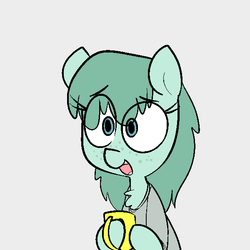 Size: 600x600 | Tagged: safe, artist:whydomenhavenipples, oc, oc only, oc:seafoam, earth pony, pony, northern excursion, clothes, colored, cup, female