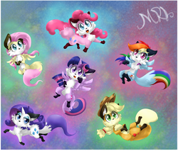 Size: 4712x4008 | Tagged: safe, artist:mordecairigbylover, applejack, fluttershy, pinkie pie, rainbow dash, rarity, twilight sparkle, alicorn, fox, pony, g4, absurd resolution, mane six, species swap, twilight sparkle (alicorn)