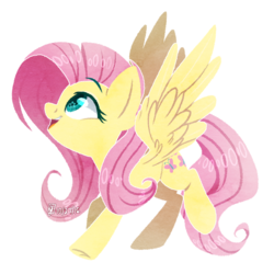 Size: 1000x1000 | Tagged: safe, artist:spacechickennerd, fluttershy, g4, female, looking up, open mouth, simple background, solo, spread wings, starry eyes, transparent background, wingding eyes