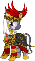Size: 3000x5125 | Tagged: safe, artist:brisineo, oc, oc:caesar, oc:the caesar, zebra, fallout equestria, bracelet, clothes, crown, ear piercing, earring, fallout, jewelry, necklace, piercing, regalia, shoes, simple background, solo, sword, transparent background, weapon
