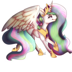 Size: 1600x1600 | Tagged: safe, artist:kohikurima, princess celestia, pony, g4, female, mare, simple background, solo, spread wings, transparent background