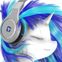 Size: 1500x1500 | Tagged: safe, artist:axaura-studios, artist:axauraroar, edit, dj pon-3, vinyl scratch, g4, female, headphones, solo