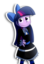 Size: 5023x7278 | Tagged: safe, artist:fj-c, twilight sparkle, human, equestria girls, g4, absurd resolution, anarchy stocking, blue hair, clothes, cosplay, costume, eyelashes, female, goth, hand on hip, long hair, multicolored hair, panty and stocking with garterbelt, pink hair, purple hair, ribbon, solo, stockinglight, stockings, thigh highs