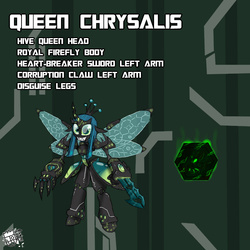 Size: 800x800 | Tagged: safe, artist:sanyo2100, queen chrysalis, robot, robot changeling, g4, bugbot, crossover, grin, medabots, queen chrysabot, roboticization, smiling, video game, weapon