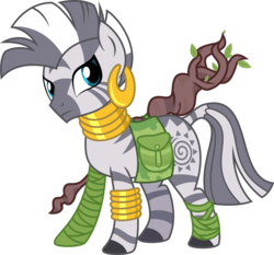 Size: 5043x4692 | Tagged: safe, artist:osipush, zecora, zebra, g4, absurd resolution, female, ponies of flight and magic, saddle bag, simple background, solo, staff, transparent background, vector