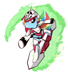 Size: 3500x3708 | Tagged: safe, artist:rorycon, pony, eureka seven, high res, mecha, nirvash, ponified, solo, surfing
