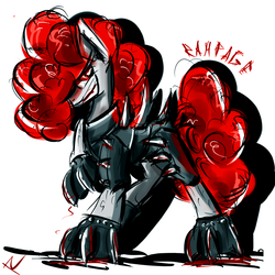 Size: 1024x1024 | Tagged: safe, artist:randomdash, oc, oc only, oc:rampage, fallout equestria, fallout equestria: project horizons, armor, claws, edgy, red and black oc, spikes