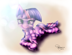 Size: 3500x2692 | Tagged: safe, artist:ferasor, twilight sparkle, g4, bedroom eyes, clothes, female, high res, looking at you, socks, solo, striped socks, tongue out