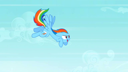 Size: 1280x720 | Tagged: safe, screencap, rainbow dash, pegasus, pony, g4, may the best pet win, my little pony: friendship is magic, season 2, animation error, butt wings, crotch bulge, female, flying, great moments in animation, mare, solo