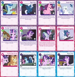 Size: 1872x1929 | Tagged: safe, edit, edited screencap, screencap, double diamond, night glider, party favor, starlight glimmer, sugar belle, twilight sparkle, alicorn, earth pony, pegasus, pony, unicorn, twilight sparkle's secret shipfic folder, g4, the cutie map, card, female, levitation, magic, male, mare, stallion, telekinesis, wide eyes