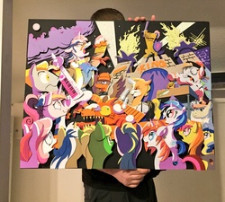 Size: 1200x1078 | Tagged: safe, artist:andypriceart, artist:the-paper-pony, idw, 33 1-3 lp, 8-bit (g4), buck withers, diamond rose, dj pon-3, gaffer, gizmo, lemony gem, long play, observer (g4), princess cadance, shining armor, sweetcream scoops, vinyl scratch, alicorn, earth pony, pegasus, pony, unicorn, g4, neigh anything, official, spoiler:comic, spoiler:comic11, 80s, adam ant, andy you magnificent bastard, background pony, boy george, cowbell, cutiespark, danny elfman, devo, drum kit, drums, energy dome, female, ferris bueller's day off, filly, filly vinyl scratch, frankie goes to hollywood, keytar, little girls, lyrics, male, musical instrument, new wave, observer, oingo boingo, revenge of the nerds, song reference, spread wings, stallion, teary eyes, text, the mystic knights of the electric stable, unnamed character, unnamed pony, wings, younger