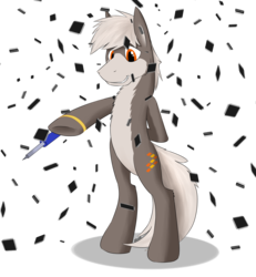 Size: 2667x2891 | Tagged: safe, alternate version, artist:crusierpl, oc, oc only, earth pony, pony, high res, integrated circuit, male, simple background, smiling, soldering iron, solo, stallion, standing, transparent background, underhoof