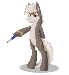 Size: 2667x2891 | Tagged: safe, alternate version, artist:crusierpl, oc, oc only, earth pony, pony, high res, male, simple background, smiling, soldering iron, solo, stallion, standing, transparent background, underhoof