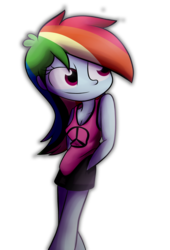 Size: 5359x7902 | Tagged: safe, artist:fj-c, rainbow dash, equestria girls, g4, absurd resolution, breasts, cleavage, clothes, female, mercedes symbol mistaken for peace sign, shorts, simple background, solo, tank top, transparent background