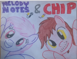 Size: 768x583 | Tagged: safe, artist:toyminator900, oc, oc only, oc:chip, oc:melody notes, pegasus, pony, duo, looking at you