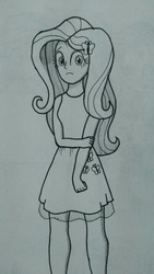 Size: 800x1422 | Tagged: safe, artist:senketsushimmer, fluttershy, equestria girls, g4, female, solo, traditional art