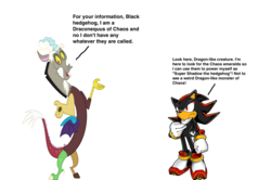 Size: 1489x991 | Tagged: safe, artist:darthraner83, discord, g4, crossover, dialogue, male, shadow the hedgehog, sonic the hedgehog, sonic the hedgehog (series), text
