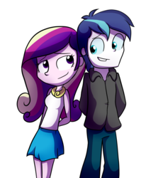 Size: 3980x5000 | Tagged: safe, artist:fj-c, princess cadance, shining armor, a canterlot wedding, equestria girls, g4, my little pony: friendship is magic, clothes, duo, female, male, ship:shiningcadance, shipping, skirt, straight, younger