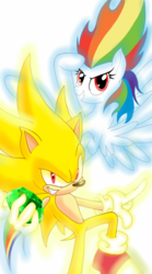 Size: 1000x1800 | Tagged: dead source, safe, artist:theroyalprincesses, rainbow dash, g4, crossover, male, sega, sonic the hedgehog, sonic the hedgehog (series), super rainbow dash, super sonic