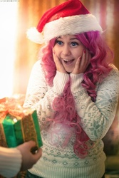 Size: 682x1024 | Tagged: safe, artist:nazomypie, pinkie pie, human, g4, clothes, cosplay, costume, hat, irl, irl human, photo, santa hat, solo